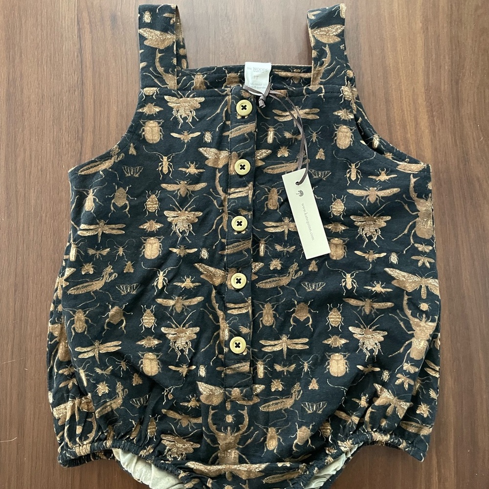 Kate Quinn Bug/Insect Print 3T bubble Romper